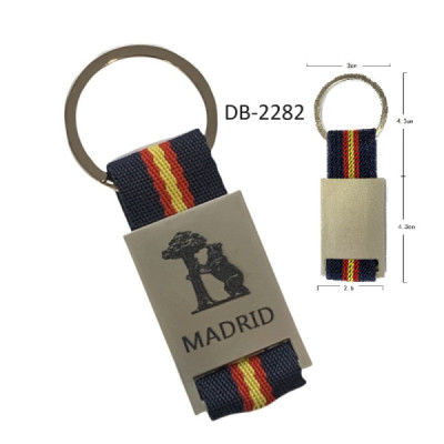 Llavero Cinta Elástica Azul Oso y Madroño