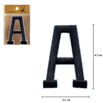 Parches Bordado de Letra Para Planchar Color Negro A