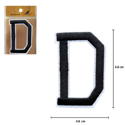 Parches Bordado de Letra Para Planchar Color Negro D