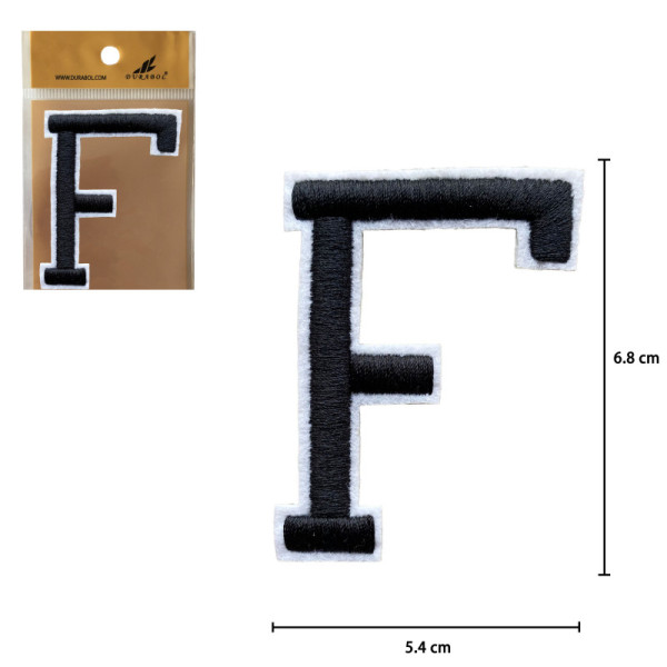 Parches Bordado de Letra Para Planchar Color Negro F