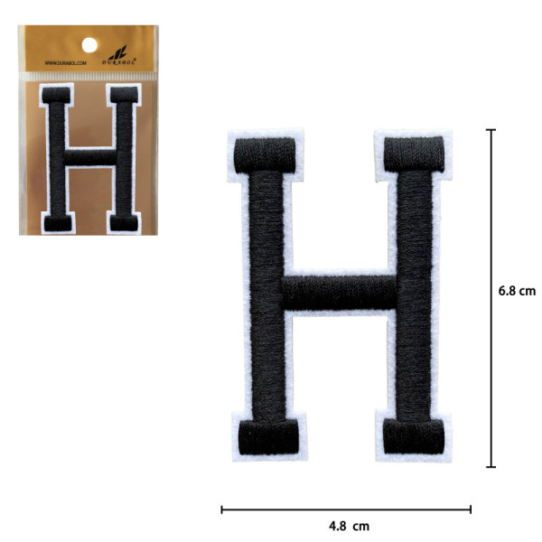 Parches Bordado de Letra Para Planchar Color Negro H