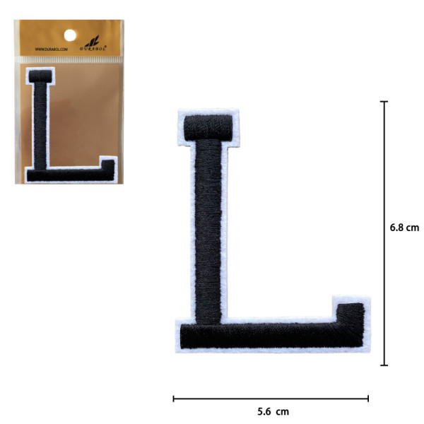 Parches Bordado de Letra Para Planchar Color Negro L