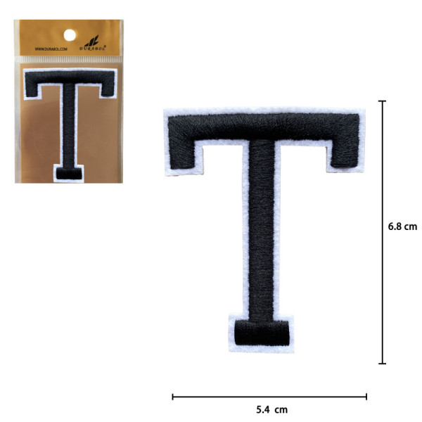 Parches Bordado de Letra Para Planchar Color Negro T