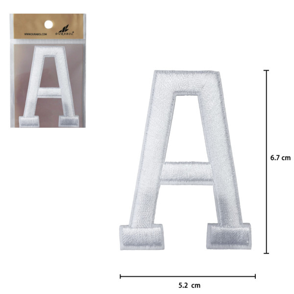 Parches Bordado de Letra Para Planchar Color Blanco A