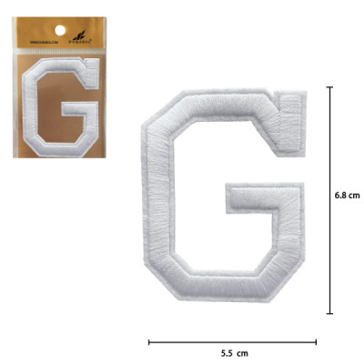 Parches Bordado de Letra Para Planchar Color Blanco G