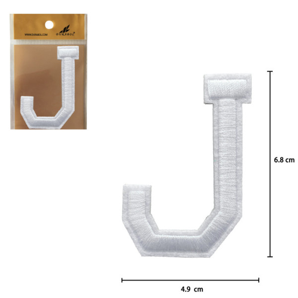 Parches Bordado de Letra Para Planchar Color Blanco J