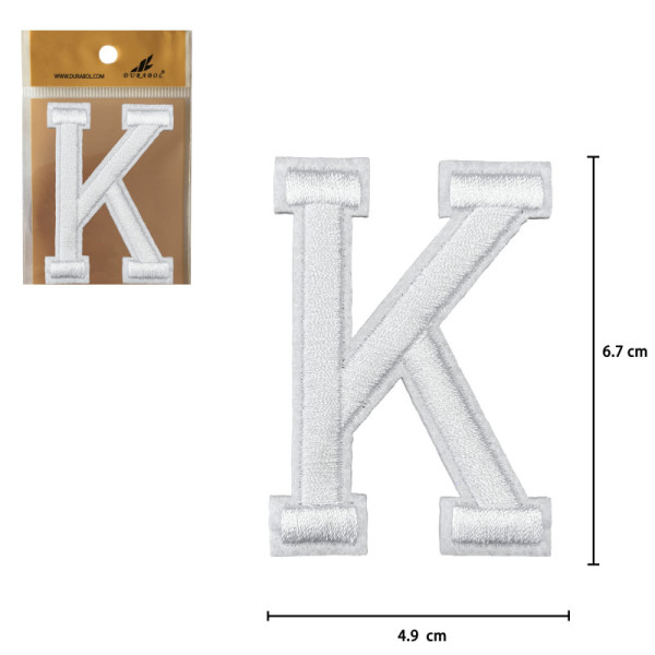 Parches Bordado de Letra Para Planchar Color Blanco K
