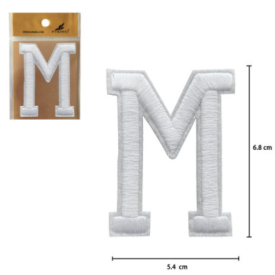 Parches Bordado de Letra Para Planchar Color Blanco M