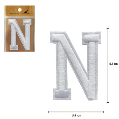Parches Bordado de Letra Para Planchar Color Blanco N