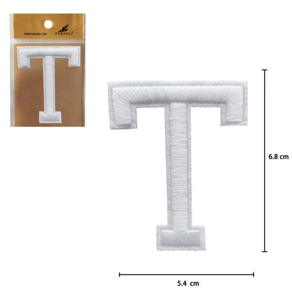 Parches Bordado de Letra Para Planchar Color Blanco T