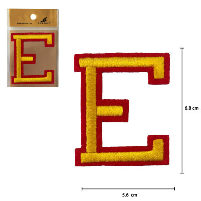 Parches Bordado de Letra Para Planchar Color Rojo Amarillo E