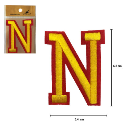 Parches Bordado de Letra Para Planchar Color Rojo Amarillo N