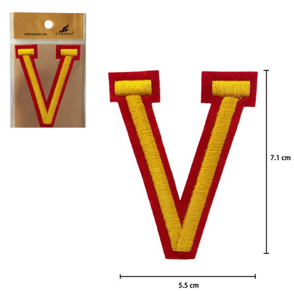 Parches Bordado de Letra Para Planchar Color Rojo Amarillo V