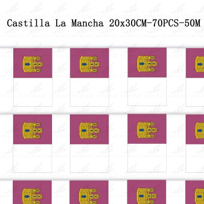 Cadena de Bandera Castilla-La Mancha 20X30CM-70PCS-50M