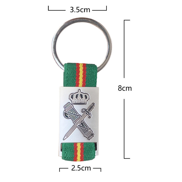 Llavero Metal Cinta Grabado Guardia Civil Verde