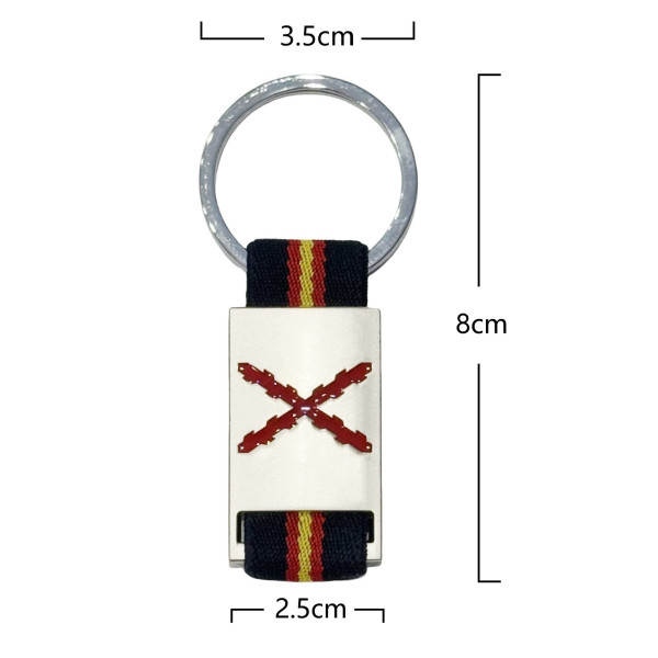 Llavero Metal Cinta Grabado Borgoña Azul