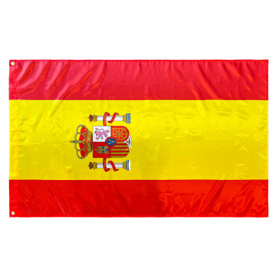 Comprar Bandera de España Vertical con 2 Ojales metálicos 150x90 cm de Satén | Alta Calidad