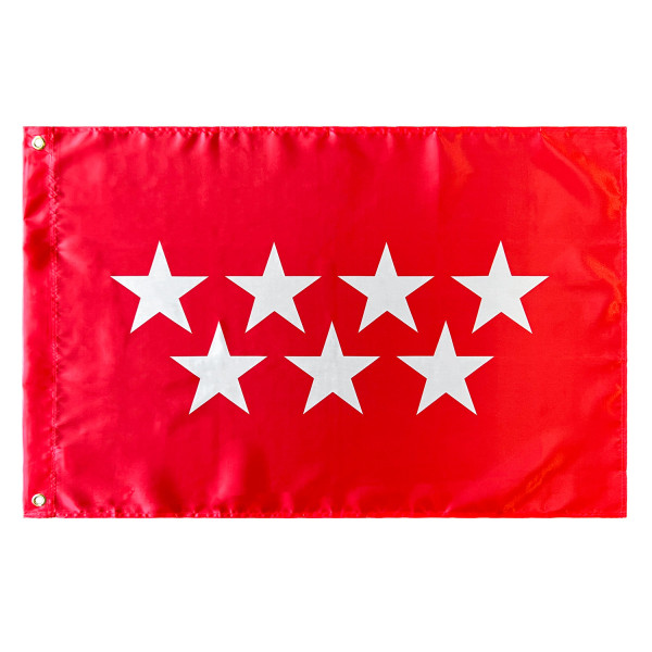 Bandera de la Comunidad de Madrid con 2 Ojales metálicos 60x90 cm Satén