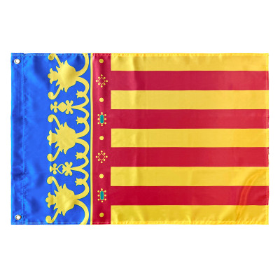 Comprar Bandera de la Comunidad Valenciana con 2 Ojales metálicos 60x90 cm de Satén | Alta Calidad