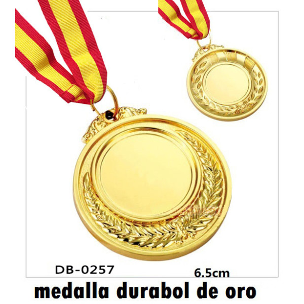Medalla Metálico Oro 6.5cm Con Cita Rojo y Amarillo