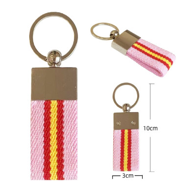 Llavero Cinta Elastica Liso España Rosa