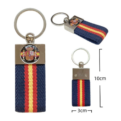 Llavero Cinta Elastica Azul España Negra