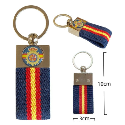 Llavero Cinta Elastica Azul Policía Nacional