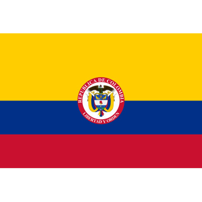Bandera de Colombia con Armas 150x90 cm Satén