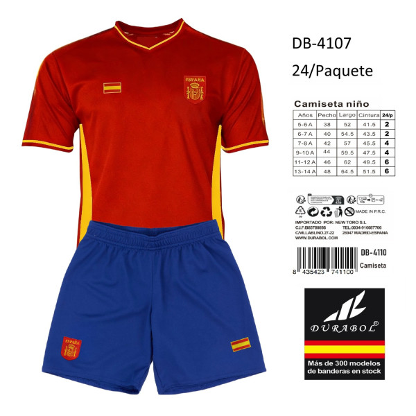 Camiseta para aficionado de España Talla Niño Conjunto