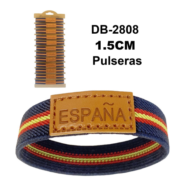 Pulsera Elástica España Azul Marino con Letra 1.5cm