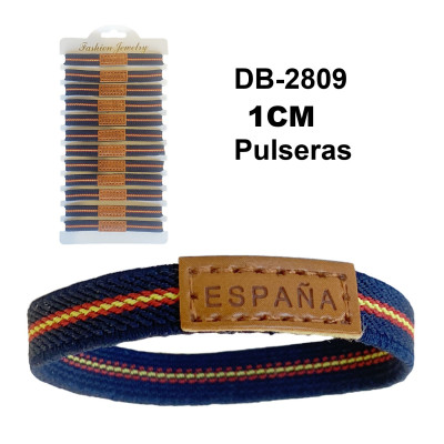 Pulsera Elástica España Azul Marino con Letra 1cm