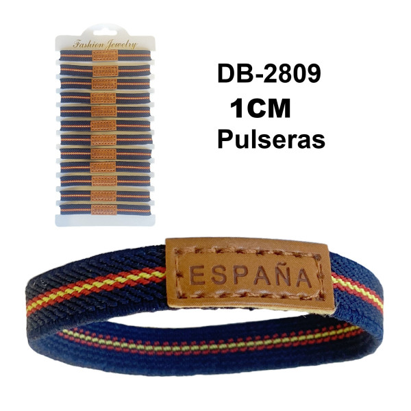 Pulsera Elástica España Azul Marino con Letra 1cm