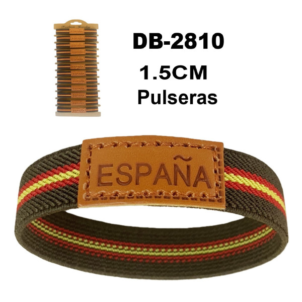 Pulsera Elástica España Verde Militar con Letra 1.5cm
