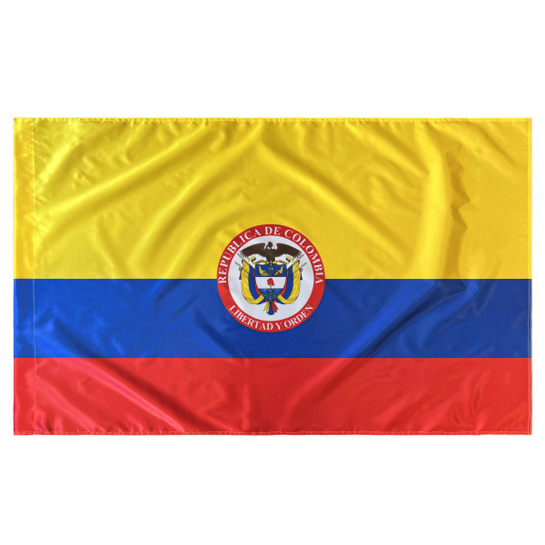 Bandera de Colombia con Armas 150x90 cm Satén