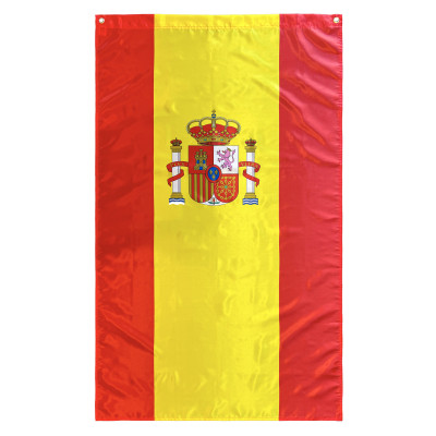 Comprar Bandera de España Vertical con 2 Ojales metálicos 150x90 cm de Satén | Alta Calidad