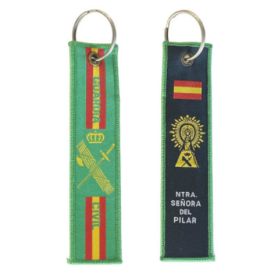 Llavero Tela Guardia Civil Verde Virgen del Pilar 13x3cm